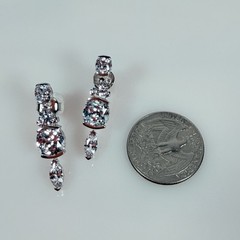 Sterling Silver CZ Drop Dangle Earrings Cushion Marquise Triangular 1.25″ SJ 925