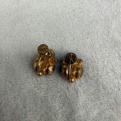Vintage Rhinestone Screw Back Earrings Blue Sparkle Gold Tone