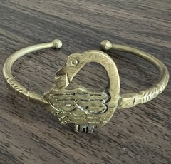 Vintage West African Ashanti Brass Sankofa Bird Cuff Bracelet Adjustable VTG