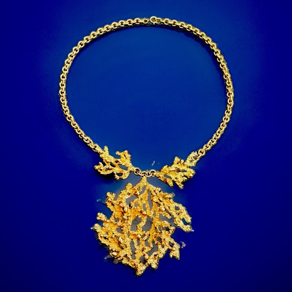 Vintage Napier Sea Fern Coral Necklace Bertolli Book Piece 1/20 12K GF