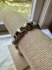 Vintage Taxco Mexico signed sterling silver black onyx bracelet