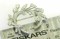 3Ct Round Cut Real Moissanite Pretty Unisex Brooch Pin 14K White Gold Plated