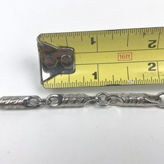 Vintage Style 38″ Silver Tone Textured Barrel Cylinder Link Opera Chain Necklace