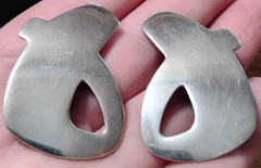 Vintage Signed Jane Koplewitz Sterling Silver Modernist Abstract Clip Earrings