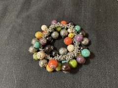 Fun Lot Of 4 Vintage/Modern Silver Tone Colorful Chunky Bracelets Acrylic Beaded
