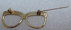 Gold Tone Eye Glasses Frame Brooch Rhinestones 2 inches
