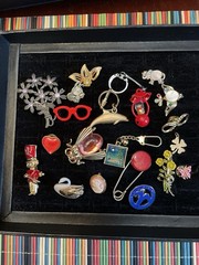 Jewelry Lot Brooches Insect Drummer Cameo Dolphin Keyring Swan Kilt Pin 18 Pcs