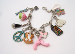 CHARM IT! BRACELET & 11 CHARMS ENAMELED PUPPY BUNNY CUPCAKE CELL PHONE CAKE +