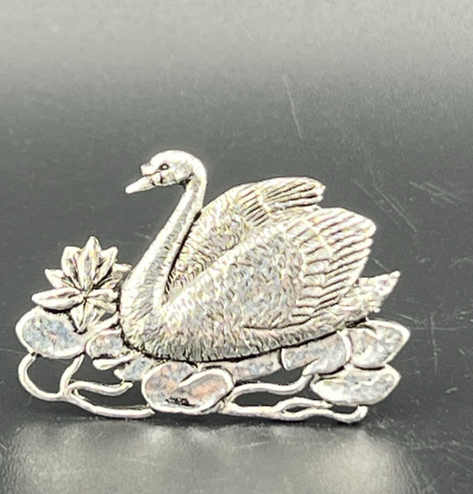 Vintage Silver Plated on Pewter Swan Brooch MASJ 98