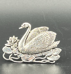 Vintage Silver Plated on Pewter Swan Brooch MASJ 98