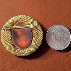 Cameo Brooch Pin Gold Tone Mesh Vintage Lady Portrait Victorian Revival
