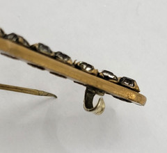 Edwardian Gold Plated with Rhinestones Brooch Bar Pin Circa 1920s