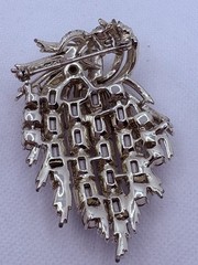 Vintage Francois By Coro Brooch AB And Amber Rhinestones Draped Gold Tone 3”