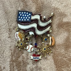 Lunch at the Ritz Brooch LatR2Go American Flag Apple Pie Baseball Pendant USA