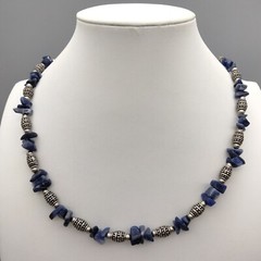 Sodalite Blue Genuine Stone Bead Necklace 18″ Vintage Estate Boho Chic Healing