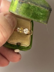Antique natural diamond💎Canary🍋Sapphires retro RedGold masterpiece
