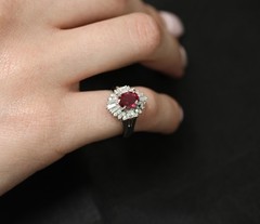 Fine 1.22ct GIA Certified Ruby & 0.54ct Diamond Platinum Ring, Size 4.75