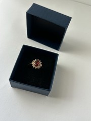 Vintage Red Cubic Zirconia Ring Gold Plated Womens Size 8.5