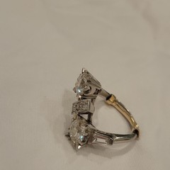 Rare Antique Old European Cut Double Diamond Engagement Ring