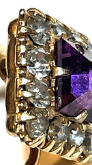 VTG PR VARGAS MANUFACTURING CO. AMETHYST & CLEAR RHINESTONE EARRINGS CIRCA 195Os