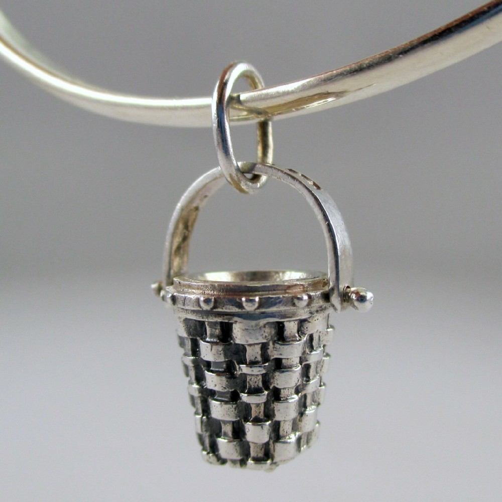 Sterling Silver Candle Basket Charm for Bracelet Brown County BCB Jewelry