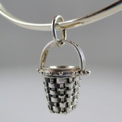 Sterling Silver Candle Basket Charm for Bracelet Brown County BCB Jewelry