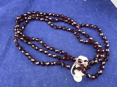 Garnet color czech glass bead necklace vintage 48”