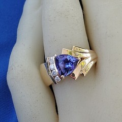 Original EARTH MINED TANZANITE DIAMOND Engagement Ring 14K GOLD Design Solitaire