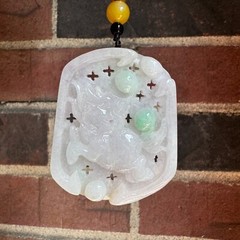 Grade A Burma Jadeite White and Green Chinese Unicorn 麒麟 Pendant Certified