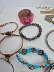 Lot of 30+ Mixed Materials Bracelets Bangle Stretch Cuff Metal Plastic Stone