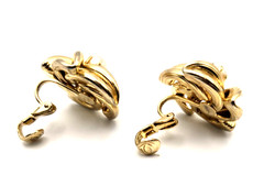 Vintage Estate Clip-On Glam Retro Earrings Faux-Pearl Gold/Silver Tone 1970-90s