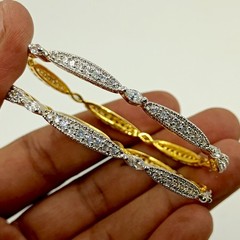 Handmade South Indian CZ Bangle Set 22K Gold Plated Bridal Wedding Jewelry Sets