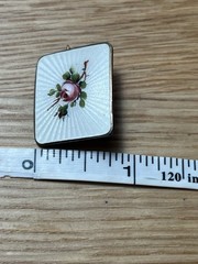 vintage sterling silver ivar holth norway enamel rose brooch