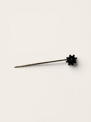 Antique Victorian Green Glass Cabochon Starburst Crown Stick Pin Hat Pin