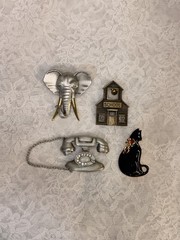 Vintage Signed JJ Jonette & Signed Vero Brooch/Pin Lot Metal Enamel Women