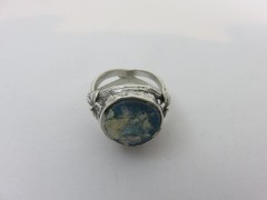 Ancient Roman Glass Ring Sterling Silver Israel Size 6 w/COA