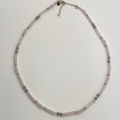 Sajen 925 Sterling Silver Necklace Rose Quartz Amethyst Beaded Accents Vintage