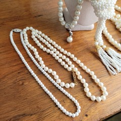 Lot of Vintage Faux Pearl Necklaces with Necklace Enhancer As Is