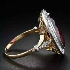 4.0Ct Art Deco Style Oval Cut Lab-Created Ruby Halo Engagement Ring 925 Silver
