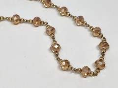 Signed 2028 NWT Faceted Crystal Beaded Necklace Champagne Gold Tone 16″-19″ Inch