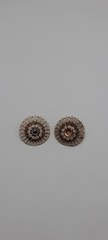 Beautiful Clip-on Earrings Vintage Style with Pattern Round Multicolored Enamel