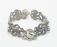 Vintage Hamsa Hand Sword Camel Metal Tourist Morocco Travel Souvenir 7″ Bracelet