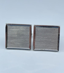 Vintage Swank cufflinks brushed and polished silver tone square design 3/4″