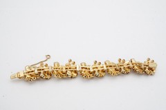 Vintage Weiss Bracelet Gold Tone Orange Rhinestone 7″