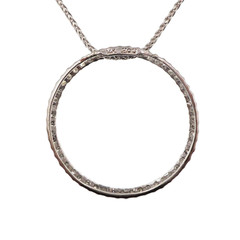 Classic 14K Solid White Gold 1/2ct TW Natural Diamond Circle Pendant