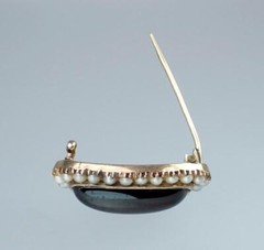 Pretty Antique Victorian 10K Gold Foiled Garnet Cabochon Pearl Pendant Pin 1886