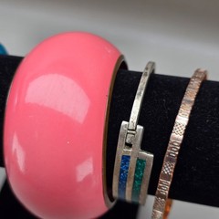 Vintage Bangle Bracelet Lot Acrylic Lucite Metal Mixed Colors Retro Jewelry