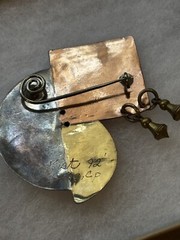 Vintage 1992 Sterling Silver Copper Bright Zinc Metal Brooch Pin by Kenda KIST