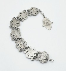 Vintage Hamsa Hand Sword Camel Metal Tourist Morocco Travel Souvenir 7″ Bracelet