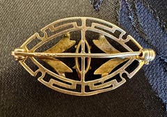 Antique Art Deco 10K Rose and Yellow Gold Glass/Paste Ruby Brooch